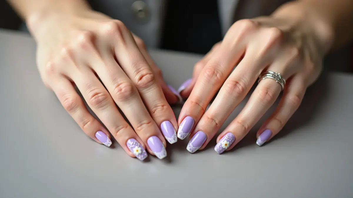 Elegância Sutil: Unhas Lilás Acinzentado (Mauve) - detalhe