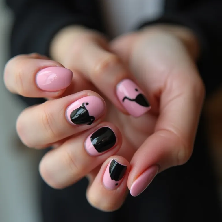 Francesinha Invertida Rosa Pastel com Contorno Preto: Um Toque Retrô - detalhe