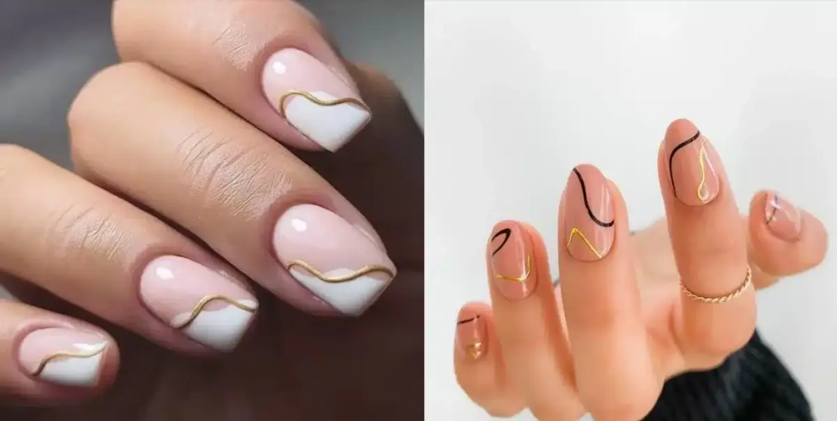 Unhas Minimalistas com Esmalte Geométrico: Elegância e Modernidade em Traços - ideia