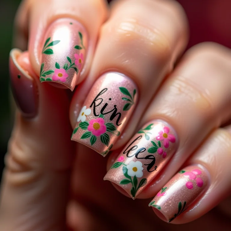 Romantismo Moderno: Nome em Cursivo com Flores Secas - inspiração