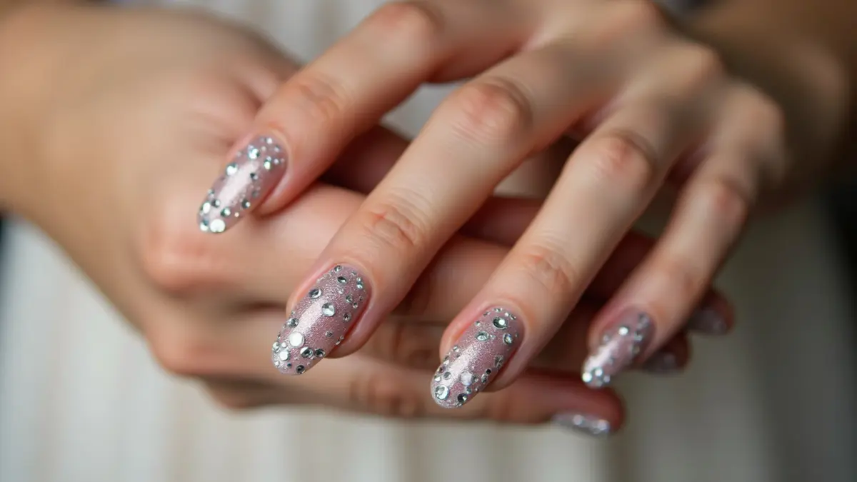 Explosão de Brilho: Unhas Inteiras Cravejadas - ideia