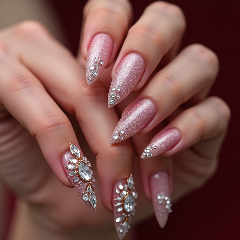 Unhas Decoradas com Pedrarias e Cristais: Brilho Extra - inspiração