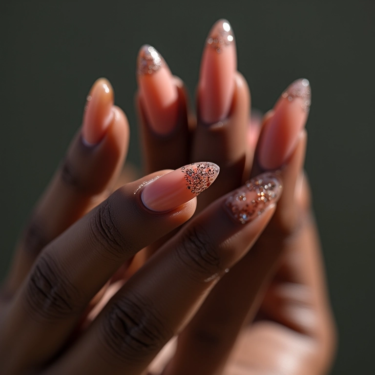 Efeito Ombré com Pedrarias Amêndoa - inspiração