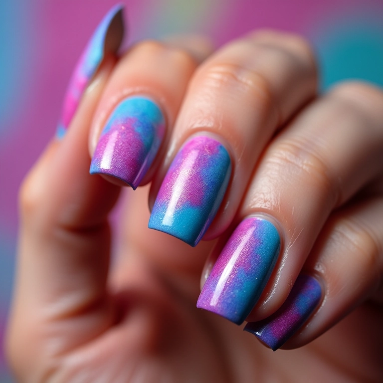 Ombré Vibrante: Unhas com Cores Neon e Divertidas - detalhe