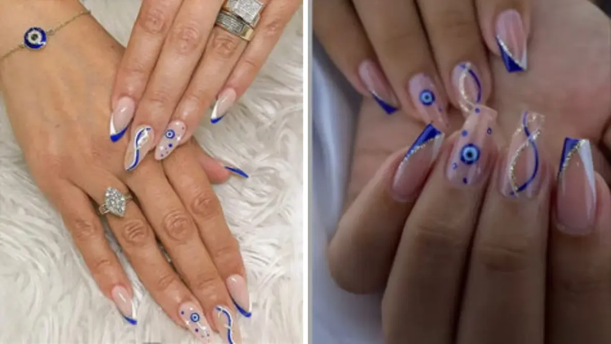 Unhas Decoradas com Olho Grego - inspiração