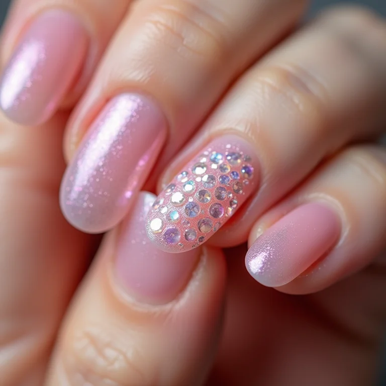 Unhas Decoradas com Micro Pérolas Elegantes - inspiração