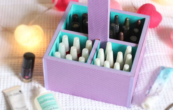 Porta-Esmalte Charmoso com Tecido Floral - ideia