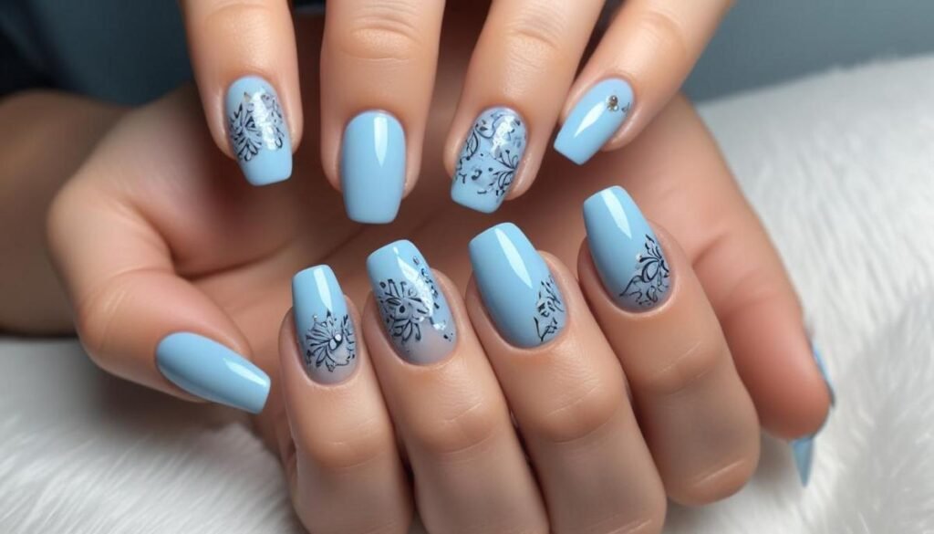 Unha azul claro decorada: ideias criativas para transformar seu visual hoje