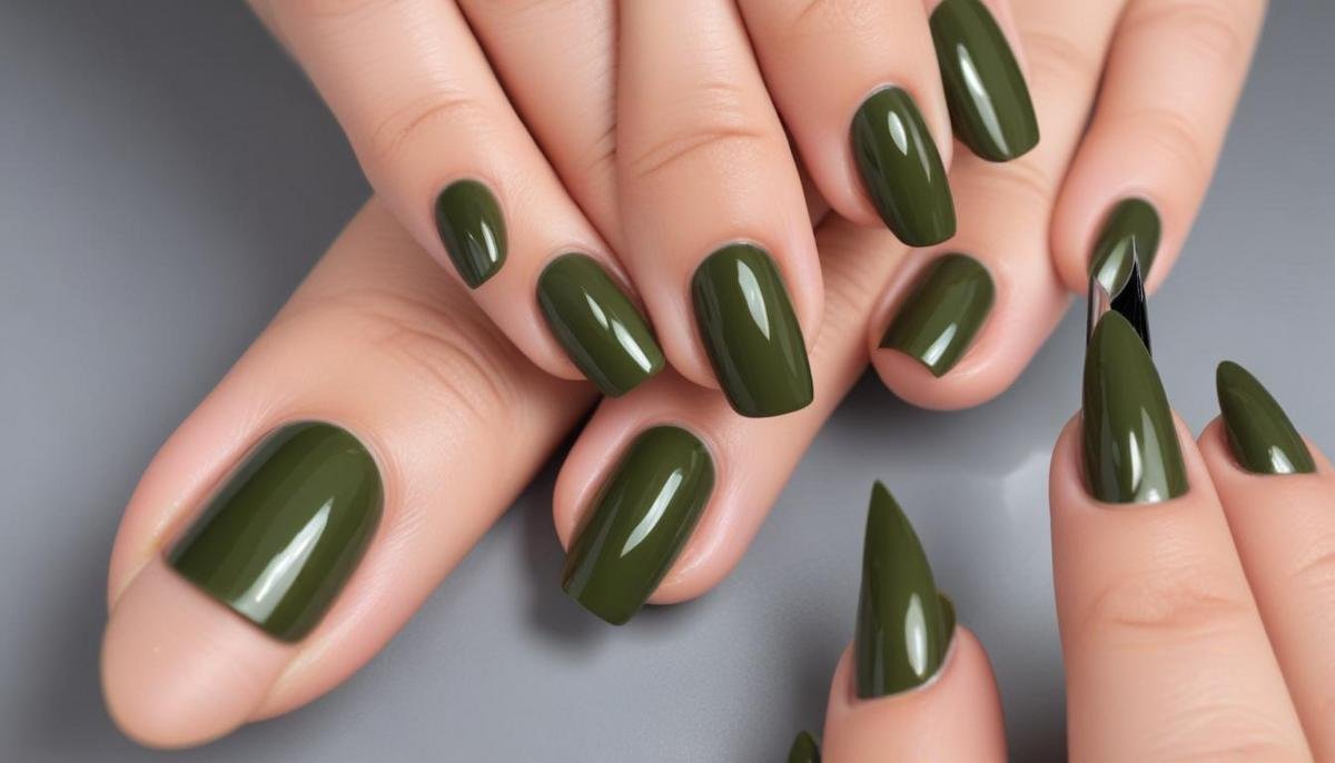 Ideias de nail art com verde oliva irresistíveis
