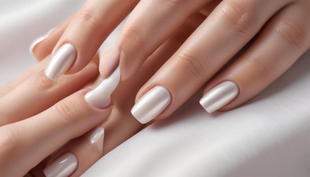 Esmalte perolado branco: unhas elegantes que brilham em qualquer look