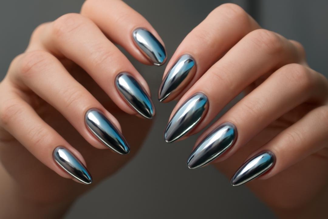 Como fazer unhas amendoadas cromadas em casa Como fazer unhas amendoadas cromadas em casa